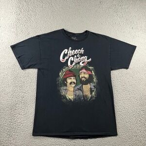 Retro Cheech & Chong Graphic T-Shirt Vtg Style Mens L Black Faded Movie Promo